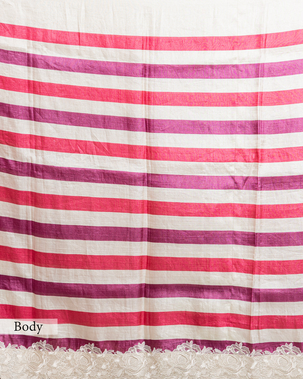 MULTICOLOR STRIPED SCALLOP BORDER SAREE