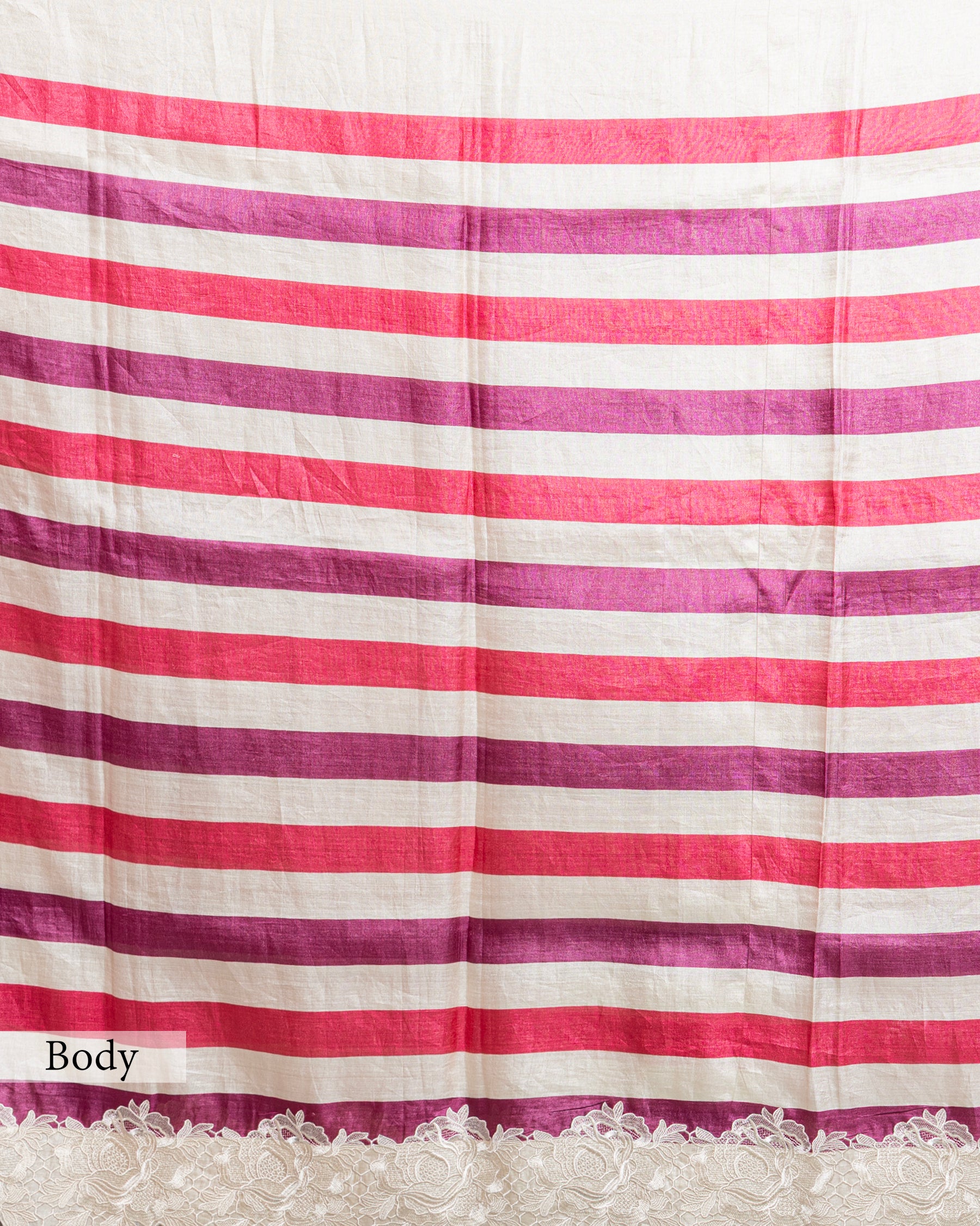 MULTICOLOR STRIPED SCALLOP BORDER SAREE