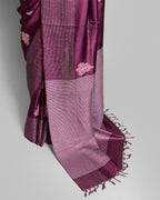 WINE TUSSAR SILK FULKARI WORK SAREE