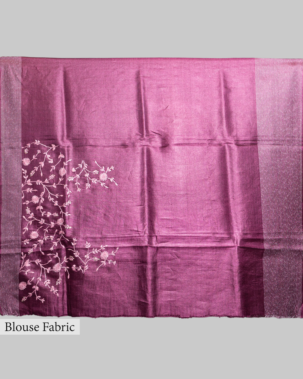 WINE TUSSAR SILK FULKARI WORK SAREE
