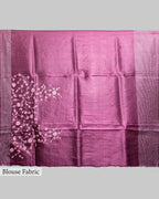 WINE TUSSAR SILK FULKARI WORK SAREE