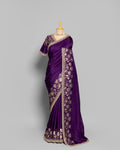 PURPLE TUSSAR SILK SAREE WITH BANARASI MOTIFS