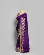 PURPLE TUSSAR SILK SAREE WITH BANARASI MOTIFS