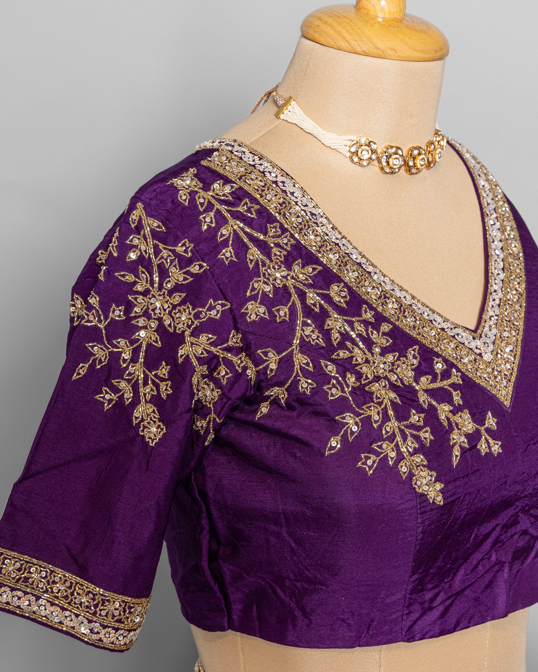 PURPLE TUSSAR SILK SAREE WITH BANARASI MOTIFS