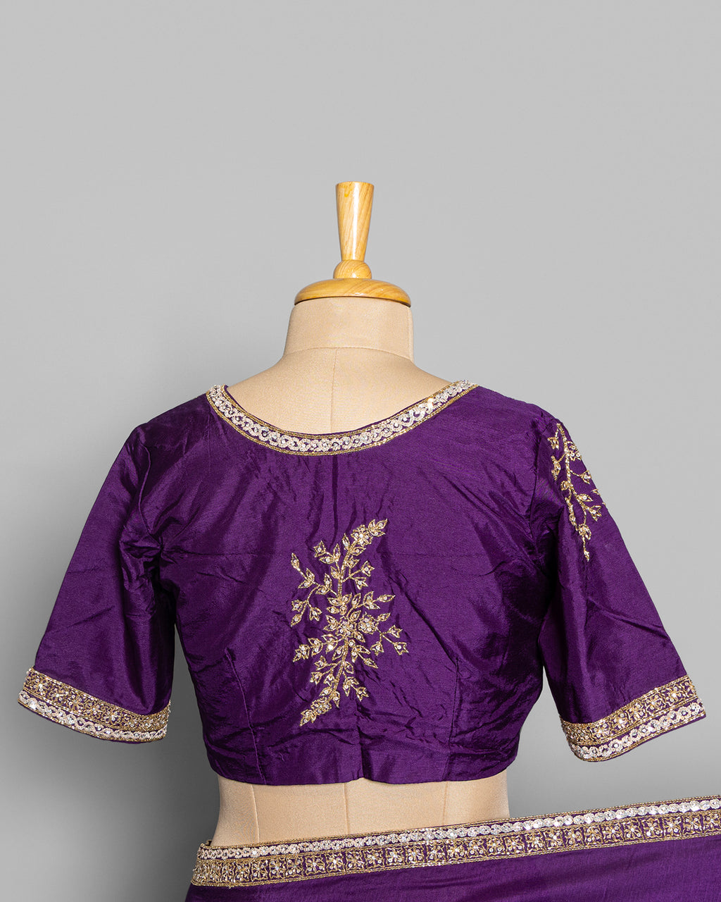PURPLE TUSSAR SILK SAREE WITH BANARASI MOTIFS