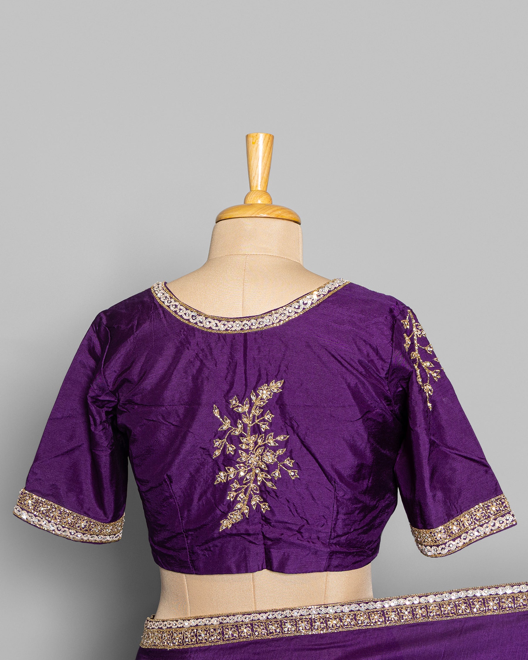 PURPLE TUSSAR SILK SAREE WITH BANARASI MOTIFS