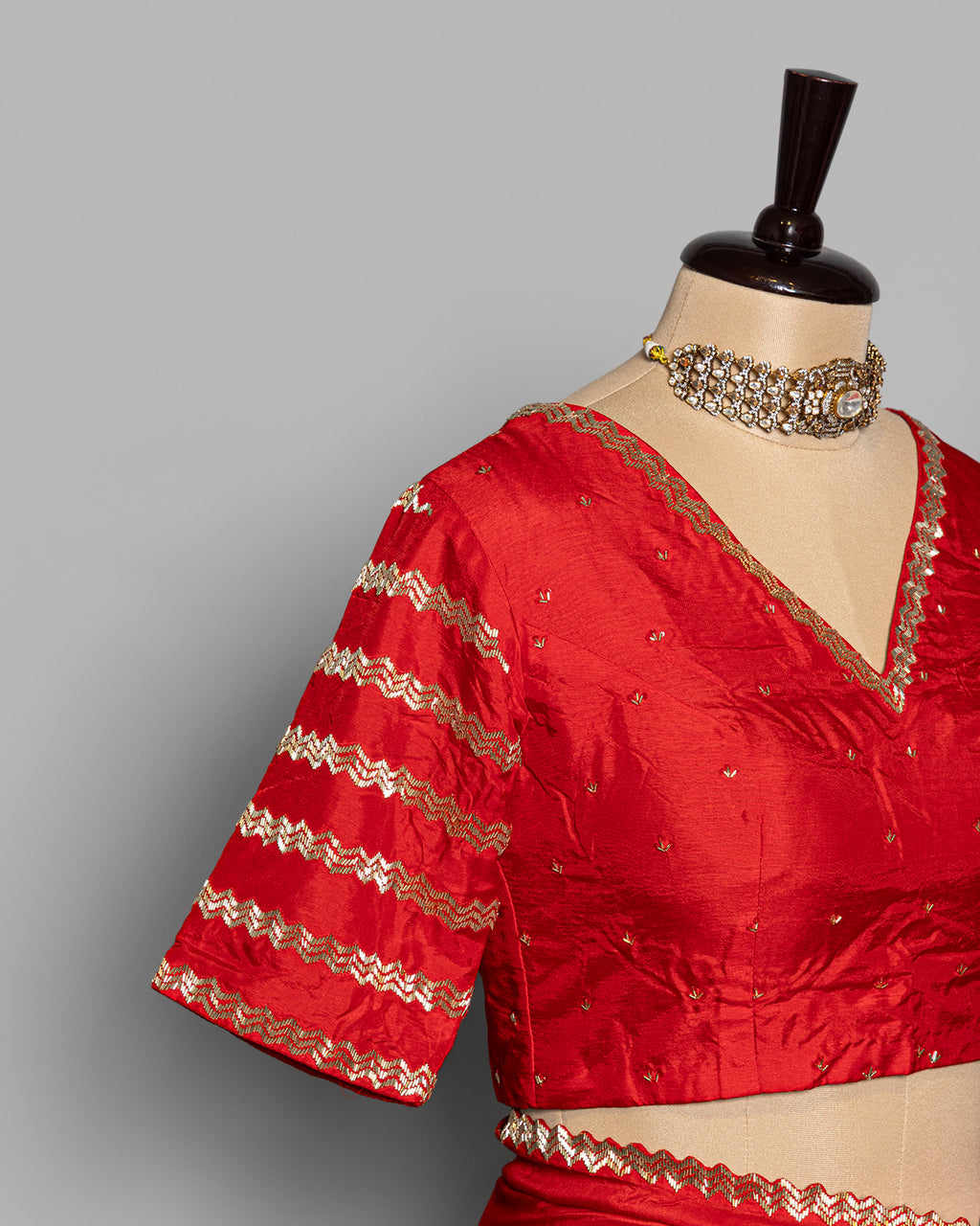 CRIMSON RED TUSSAR SAREE WITH BANARASI WOVEN MOTIFS