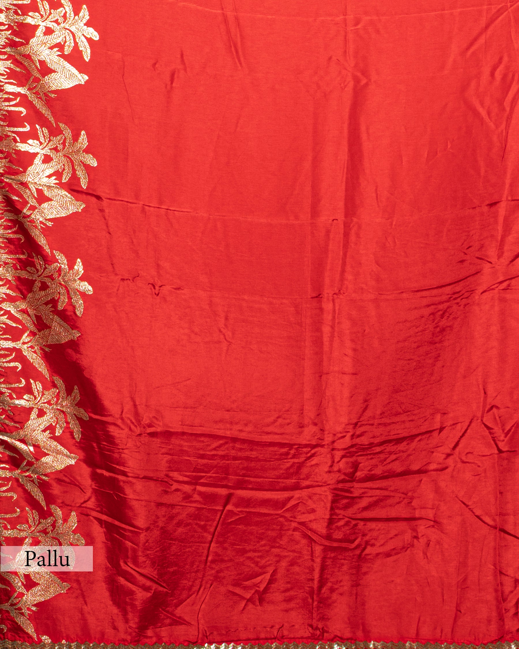 CRIMSON RED TUSSAR SAREE WITH BANARASI WOVEN MOTIFS