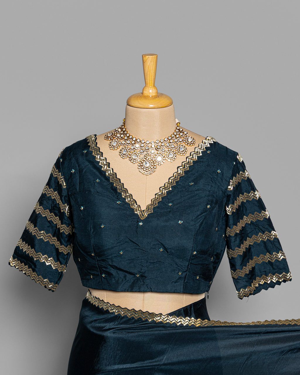 BLUE TUSSAR SAREE WITH BANARASI WOVEN MOTIFS