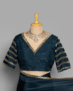 BLUE TUSSAR SAREE WITH BANARASI WOVEN MOTIFS