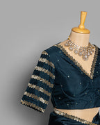 BLUE TUSSAR SAREE WITH BANARASI WOVEN MOTIFS