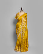 GOLDEN MUSTARD TUSSAR SAREE WITH BANARASI MOTIFS