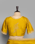 GOLDEN MUSTARD TUSSAR SAREE WITH BANARASI MOTIFS