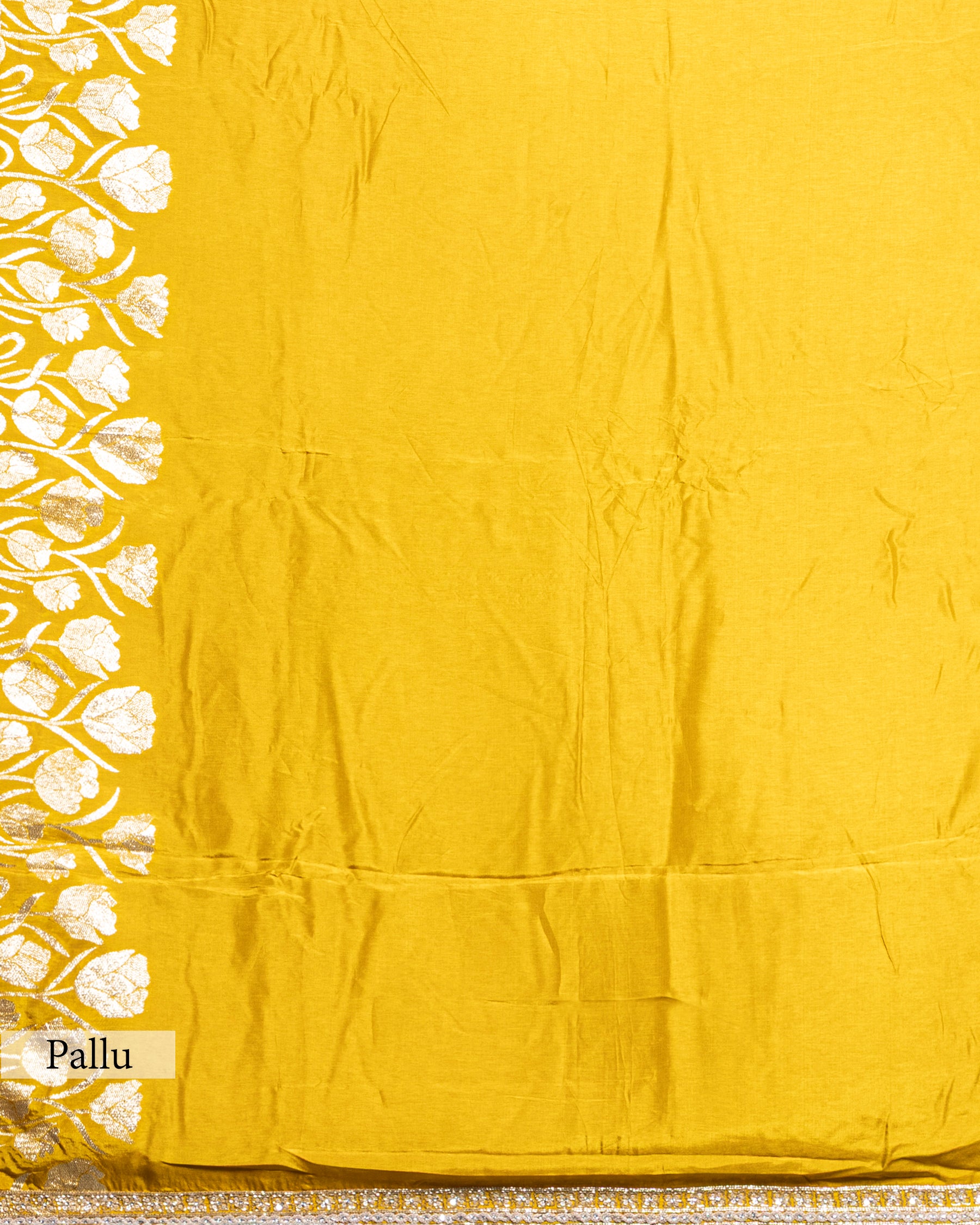 GOLDEN MUSTARD TUSSAR SAREE WITH BANARASI MOTIFS