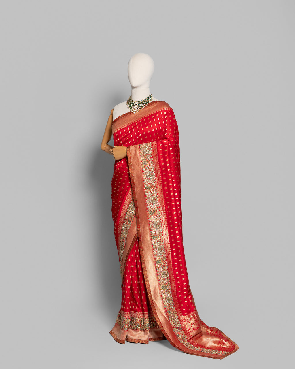 RED TUSSAR ZARI WOVEN GEORGETTE SAREE