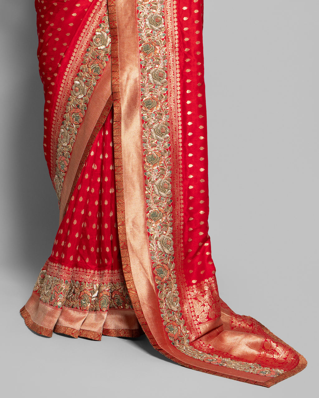 RED TUSSAR ZARI WOVEN GEORGETTE SAREE