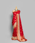 BRIGHT RED TUSSAR GEORGETTE SAREE