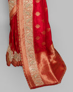 BRIGHT RED TUSSAR GEORGETTE SAREE