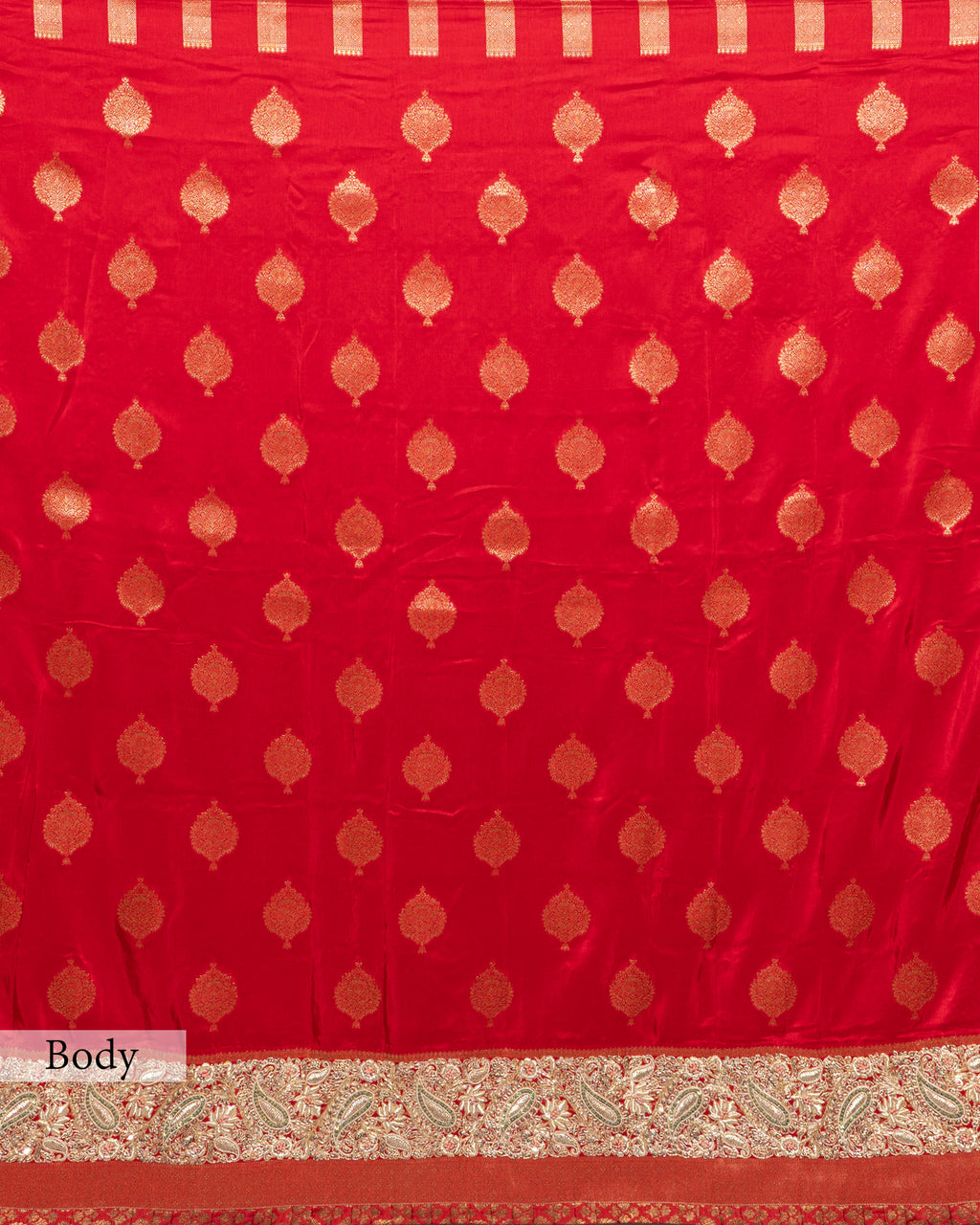 BRIGHT RED TUSSAR GEORGETTE SAREE