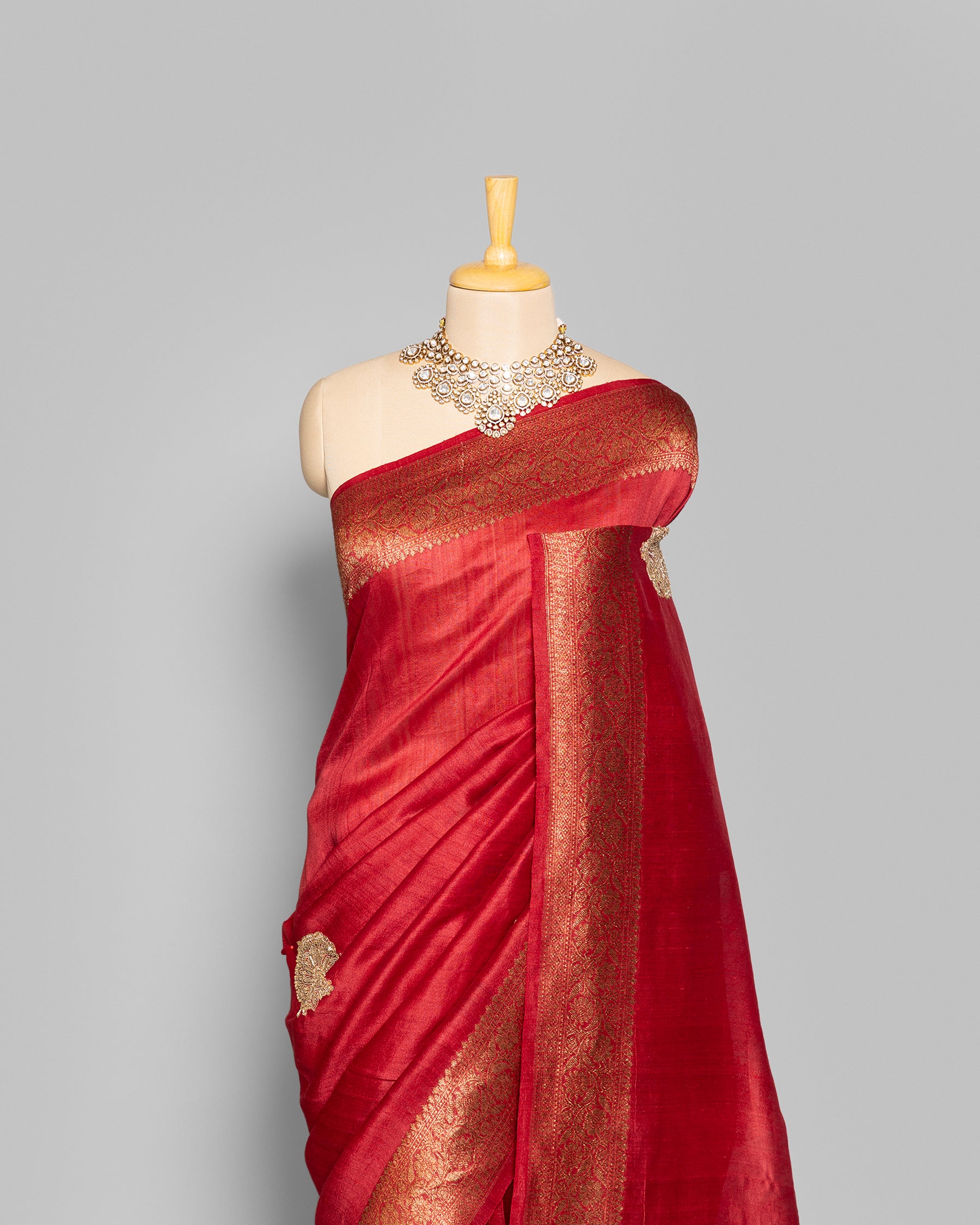 CRIMSON RED TUSSAR SILK SAREE