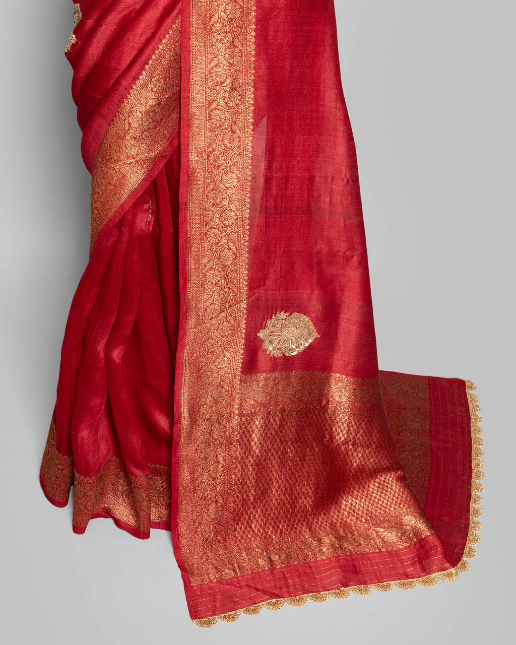 CRIMSON RED TUSSAR SILK SAREE