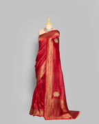 CRIMSON RED TUSSAR SILK SAREE