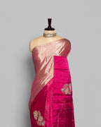 PINK SILVER ZARDOZI WORK SOFT TISSUE SAREE