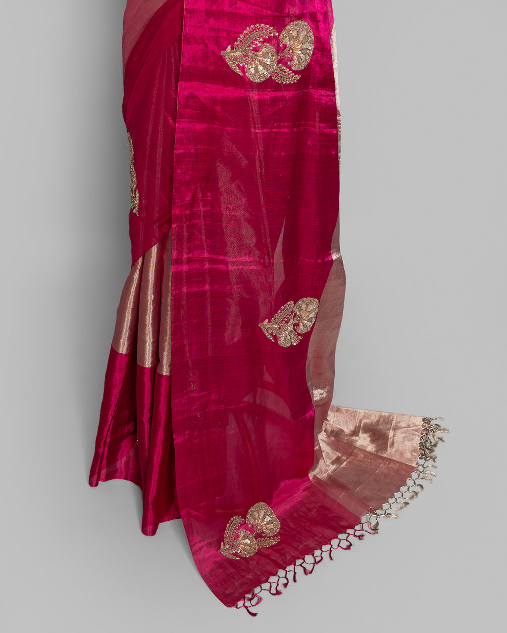 PINK SILVER ZARDOZI WORK SOFT TISSUE SAREE
