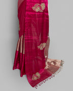 PINK SILVER ZARDOZI WORK SOFT TISSUE SAREE