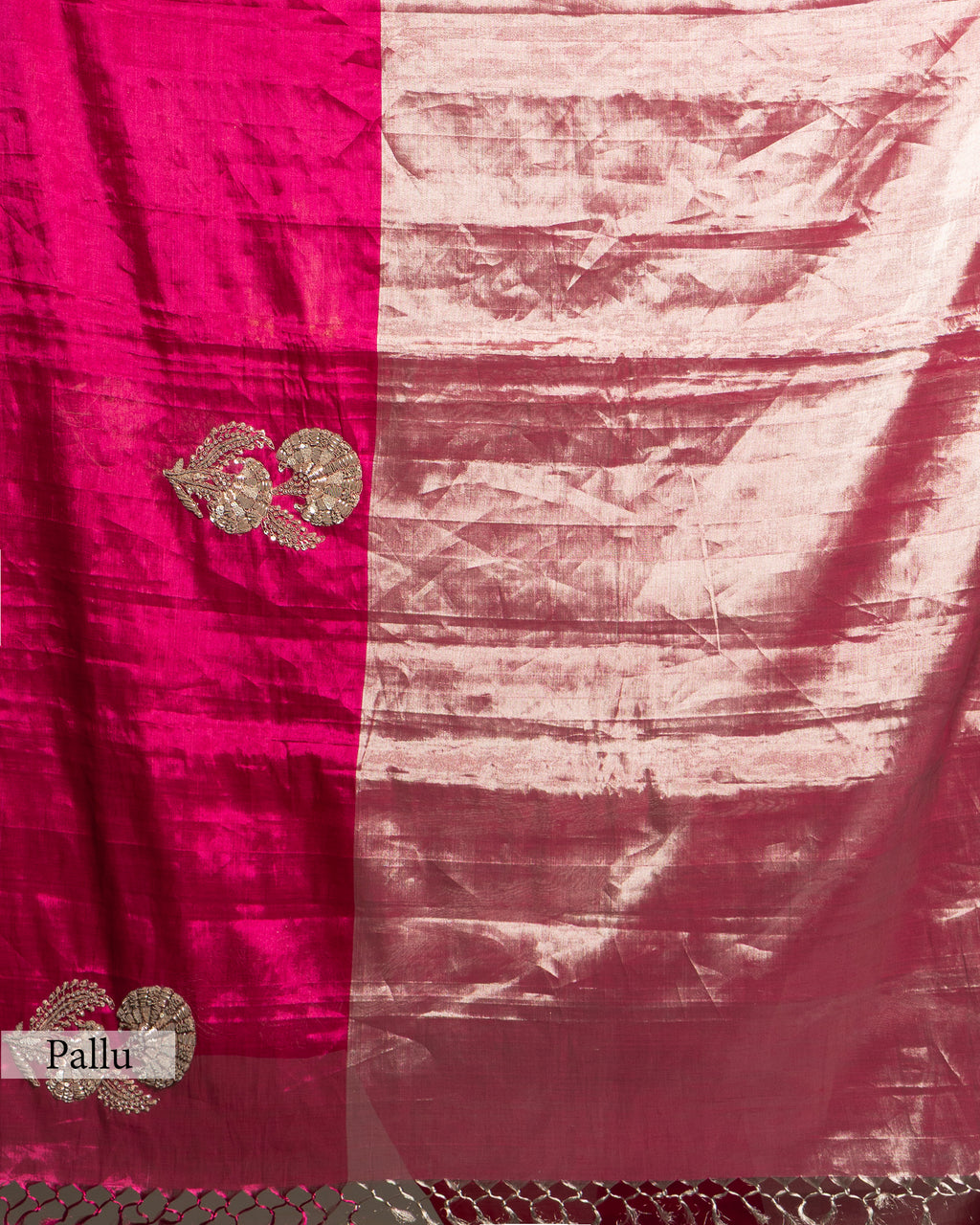 PINK SILVER ZARDOZI WORK SOFT TISSUE SAREE