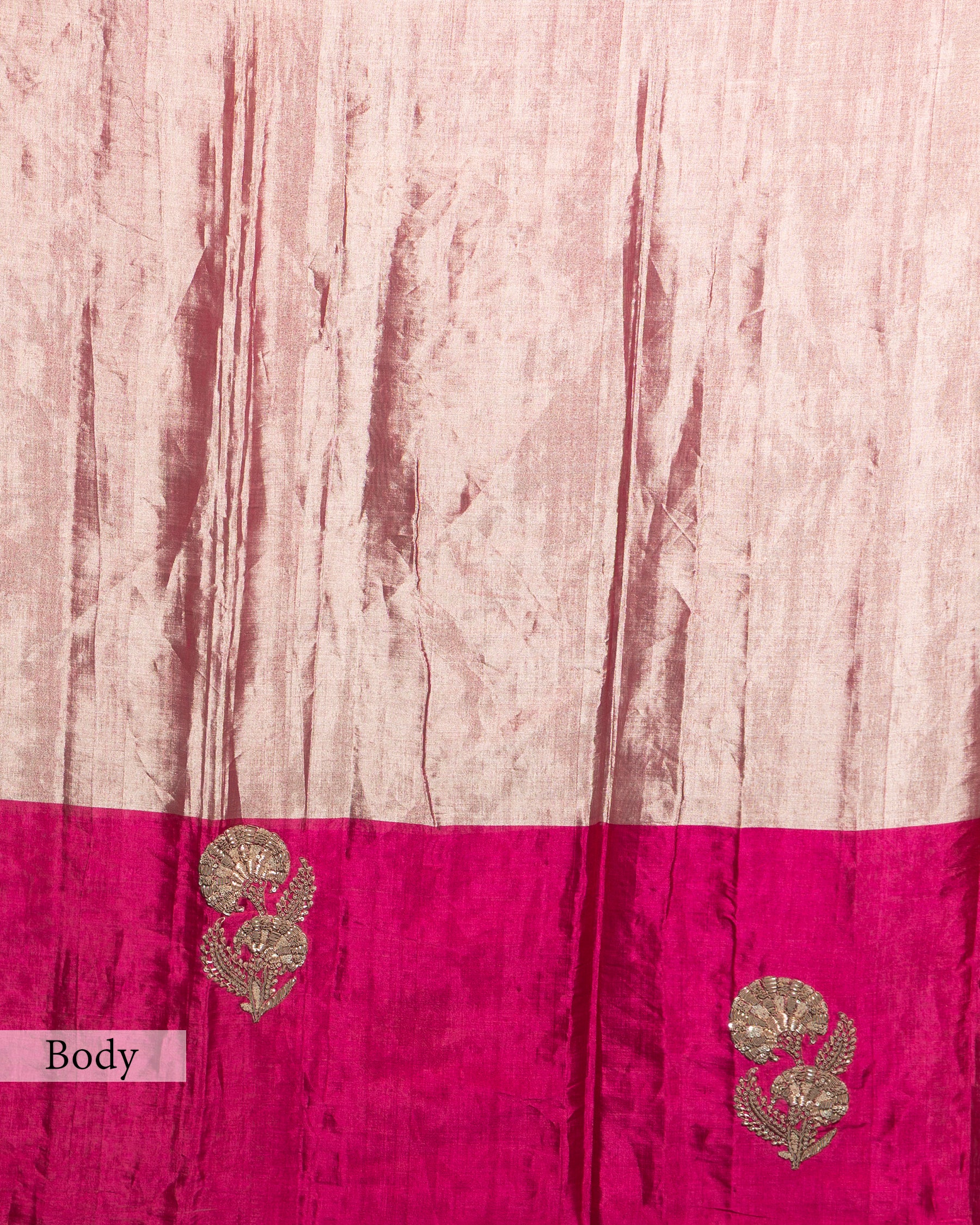 PINK SILVER ZARDOZI WORK SOFT TISSUE SAREE