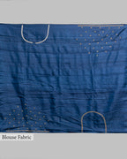 NAVY BLUE HANDLOOM TUSSAR SAREE WITH ZARDOZI EMBROIDERY