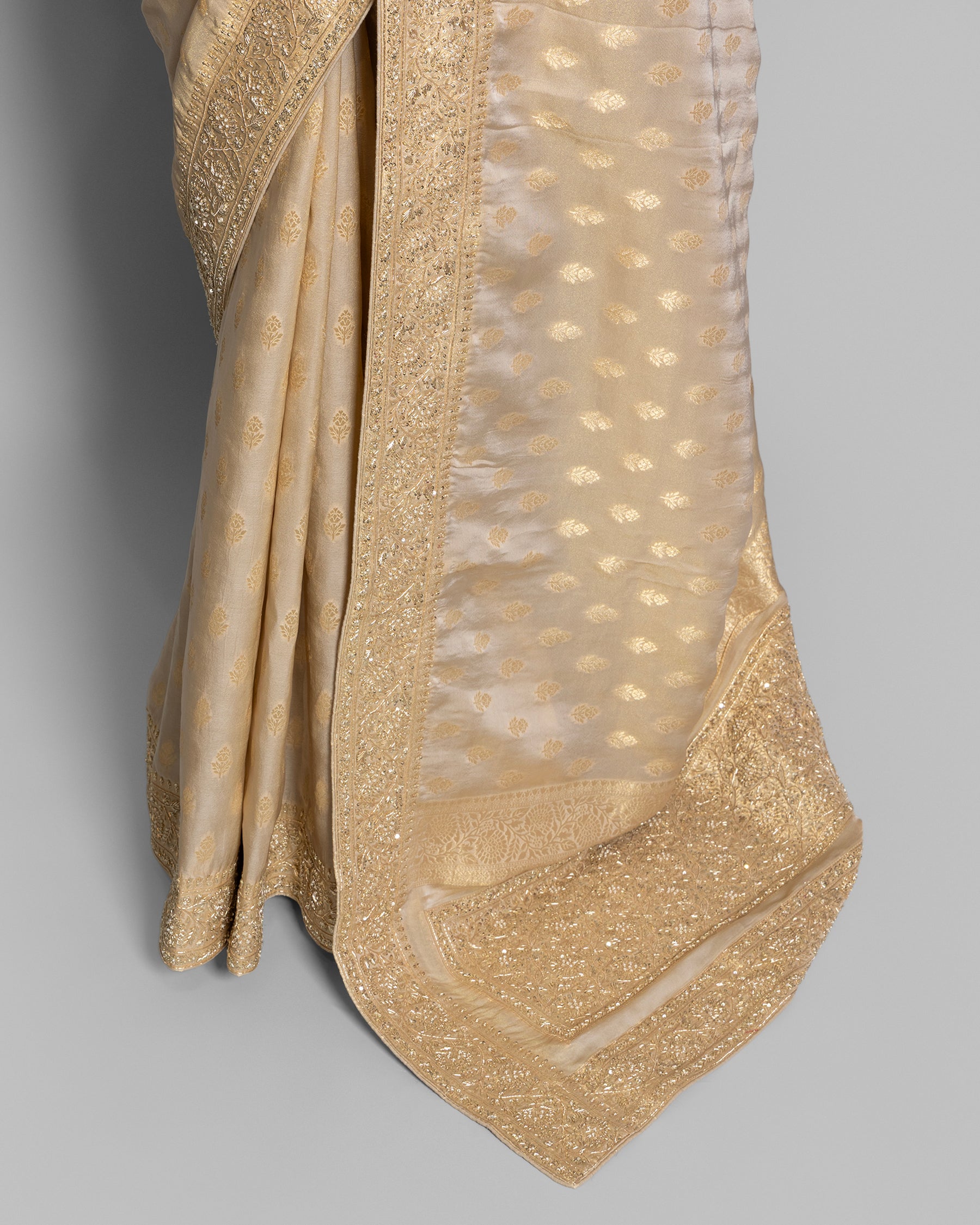 CHAMPAGNE IVORY TISSUE BANARASI  GEORGETTE SAREE