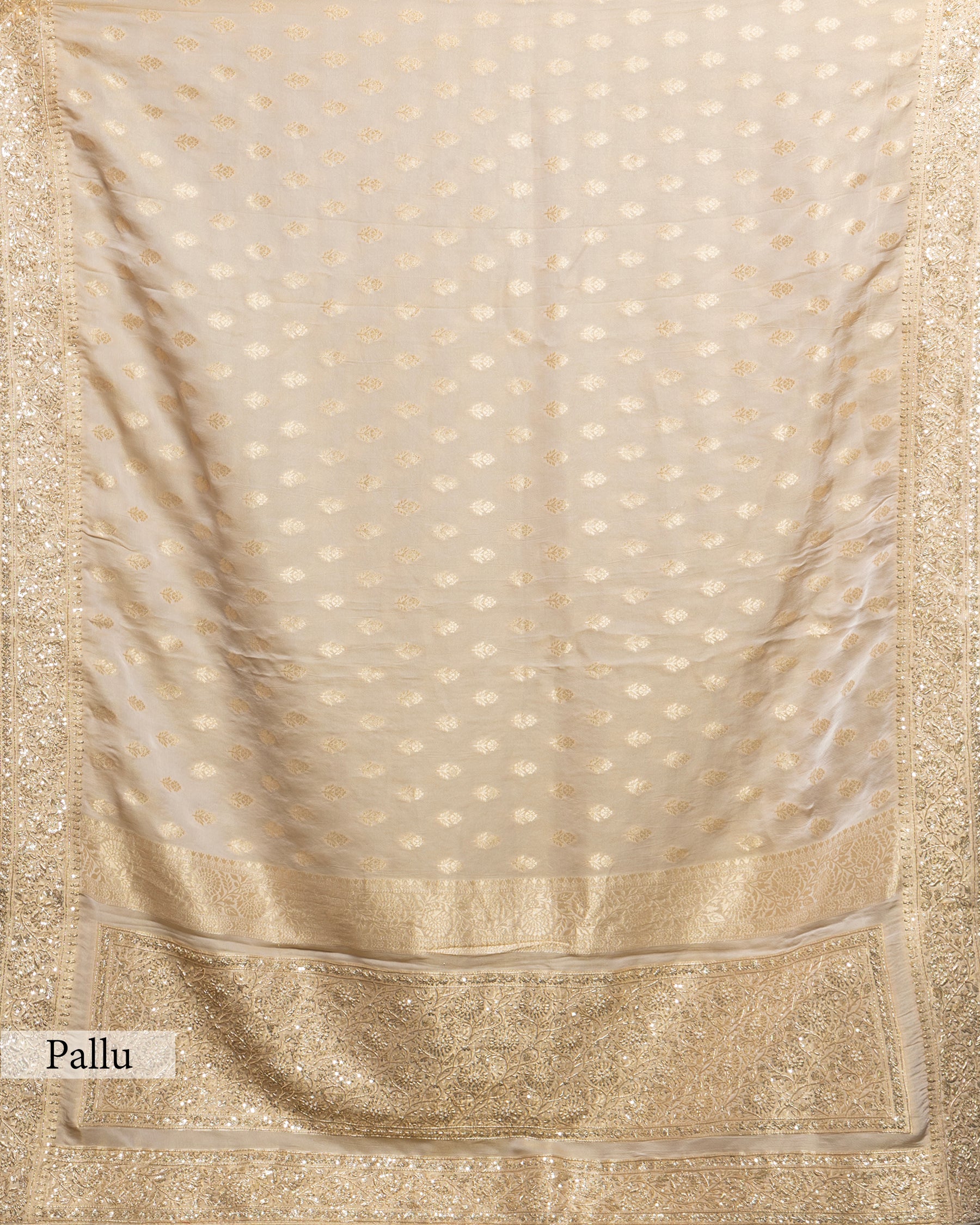 CHAMPAGNE IVORY TISSUE BANARASI  GEORGETTE SAREE