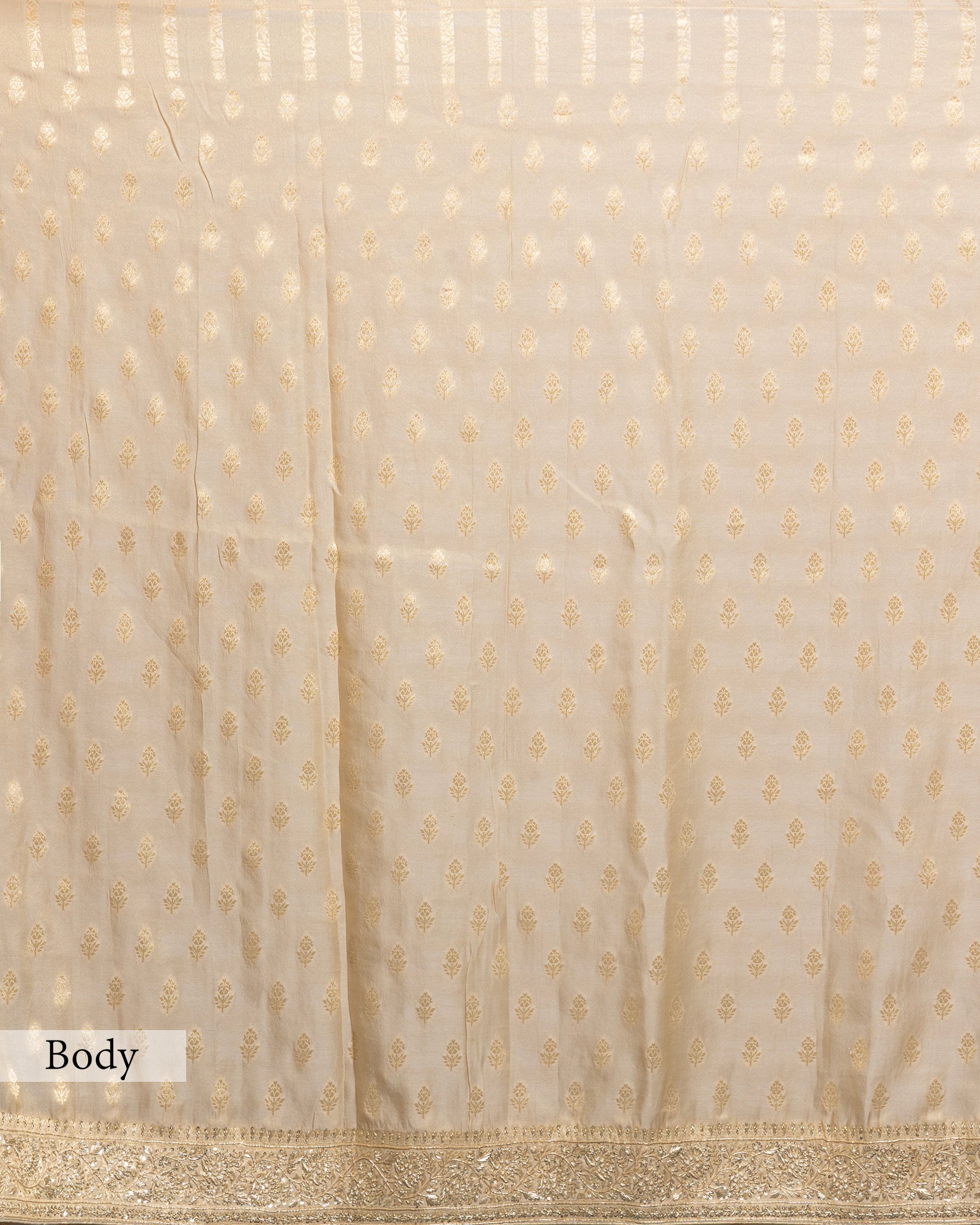 CHAMPAGNE IVORY TISSUE BANARASI  GEORGETTE SAREE