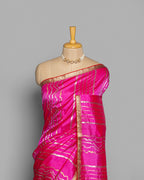 PINK GOLD SILVER ZARI WOVEN CHINIYA SILK SAREE
