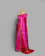 PINK GOLD SILVER ZARI WOVEN CHINIYA SILK SAREE