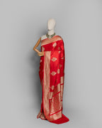 RED MASHRU BANARASI WOVEN SILK SAREE