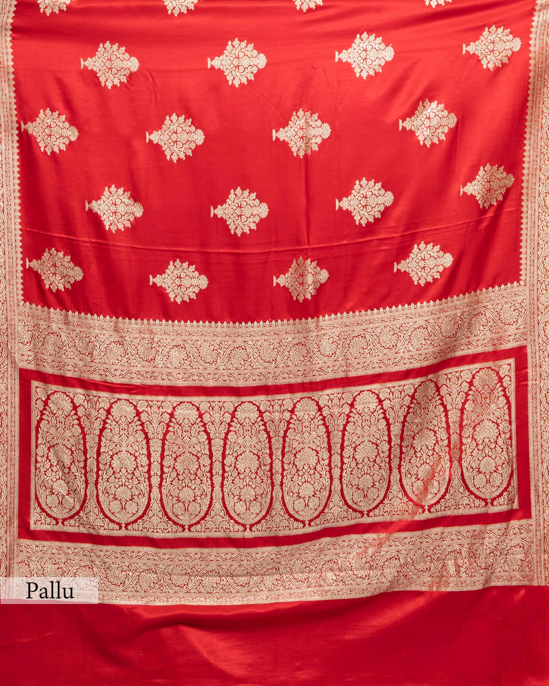 RED MASHRU BANARASI WOVEN SILK SAREE