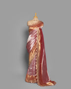 BLUSH PINK WITH ROSE GOLD FINISH TISSUE SAREE