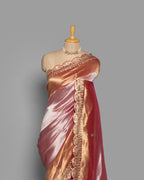 BLUSH PINK WITH ROSE GOLD FINISH TISSUE SAREE