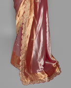 BLUSH PINK WITH ROSE GOLD FINISH TISSUE SAREE