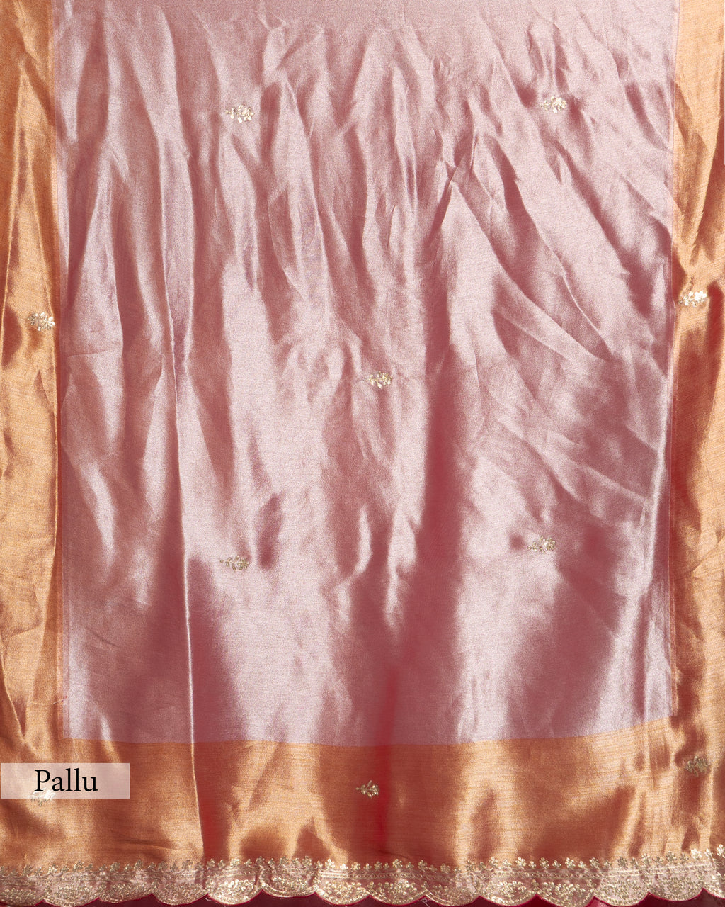 BLUSH PINK WITH ROSE GOLD FINISH TISSUE SAREE