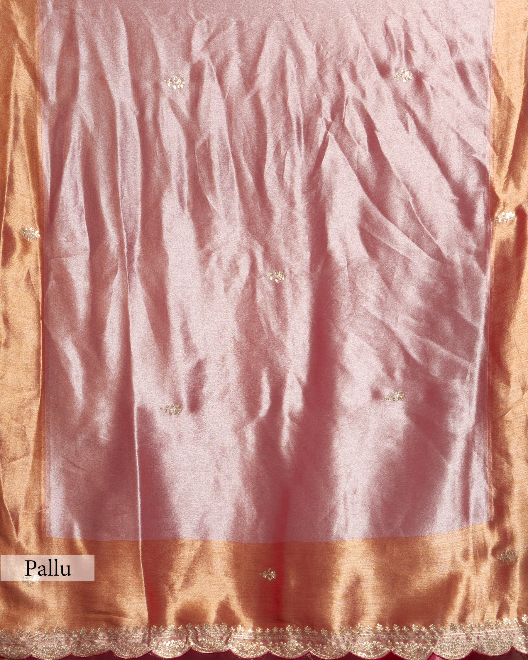 BLUSH PINK WITH ROSE GOLD FINISH TISSUE SAREE