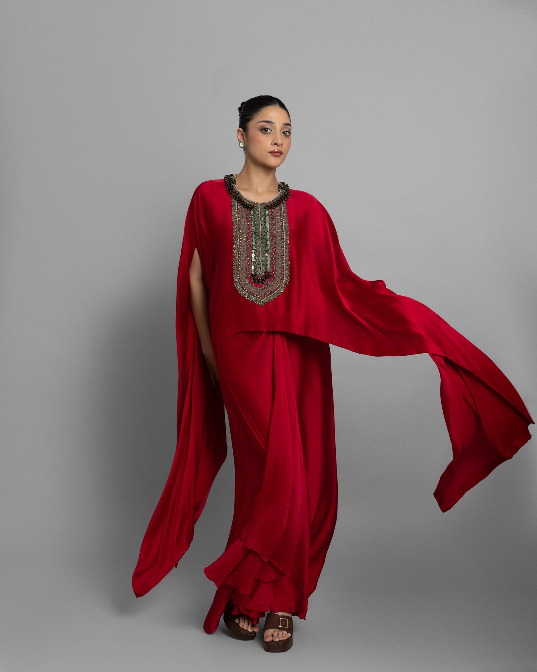 ANTIQUE ZARDOZI HIGH-LOW KAFTAN SET