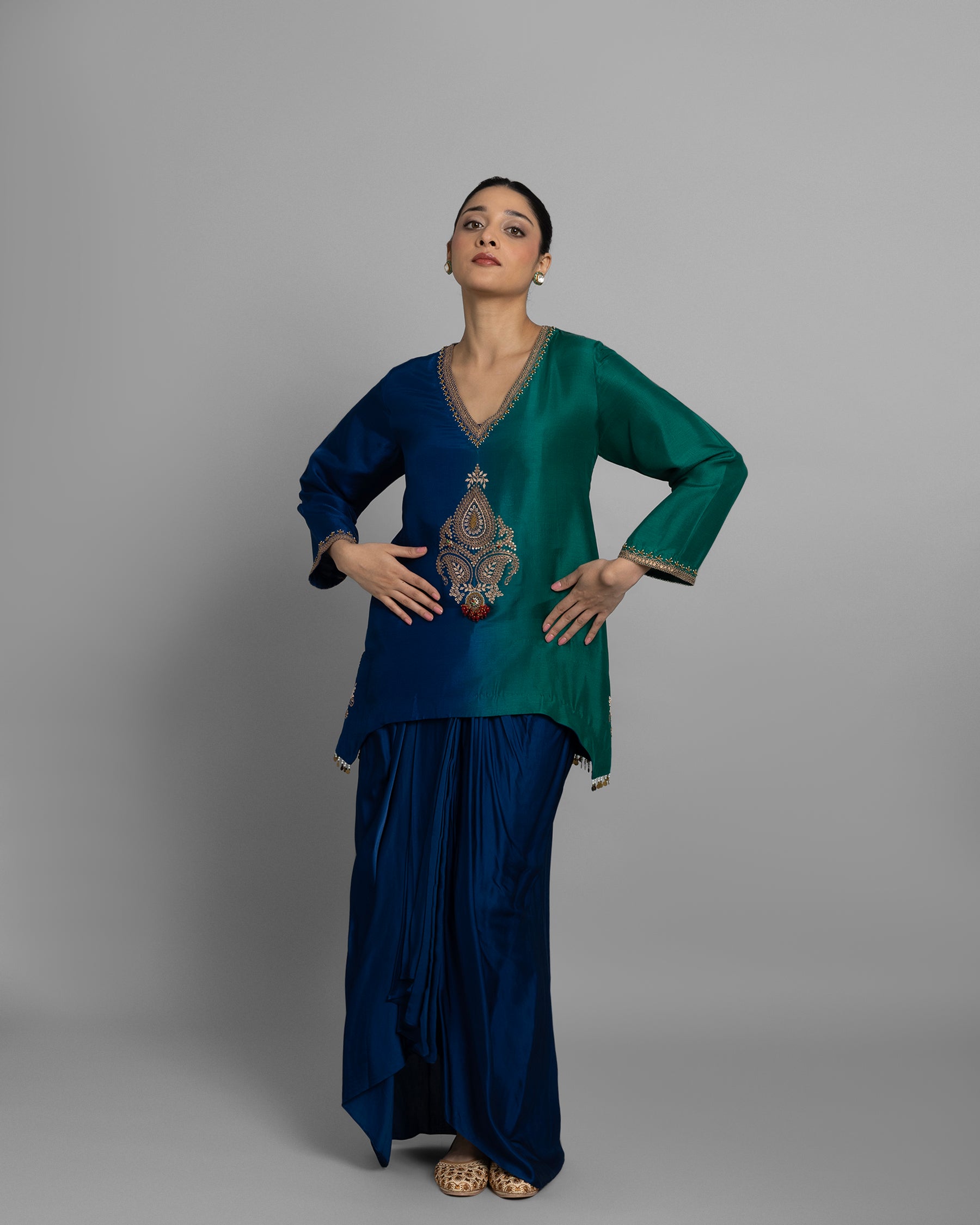 PEACOCK GREEN & BLUE OMBRE SET