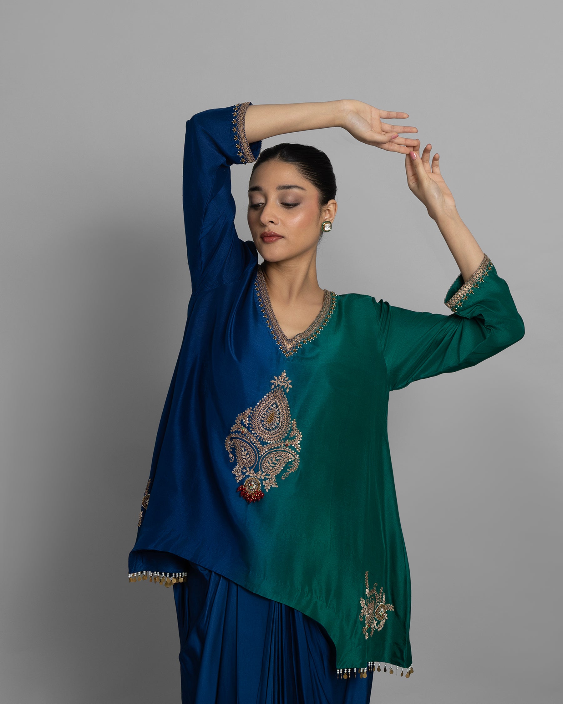 PEACOCK GREEN & BLUE OMBRE SET