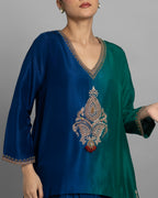 PEACOCK GREEN & BLUE OMBRE SET