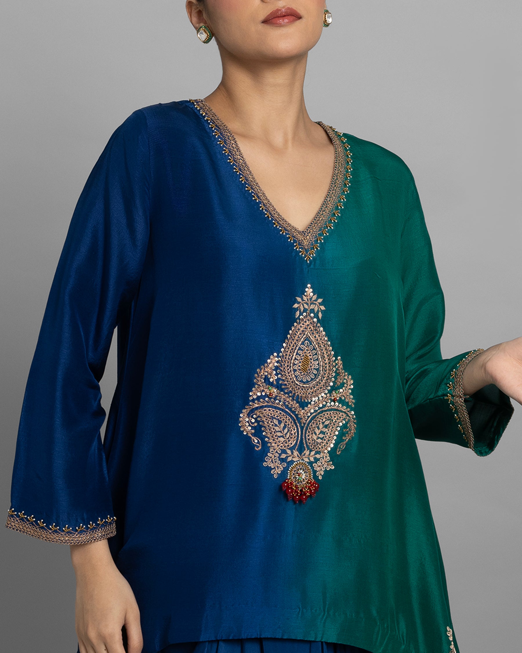 PEACOCK GREEN & BLUE OMBRE SET