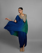 OCEANIC OMBRE KAFTAN & PLEATED SKIRT SET